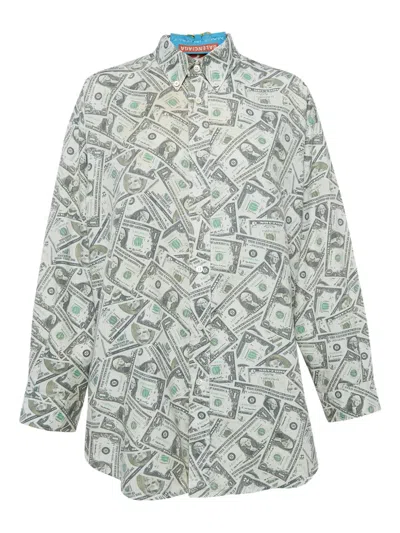 Pre-owned Balenciaga Dollar Bills-print Button-up Shirt