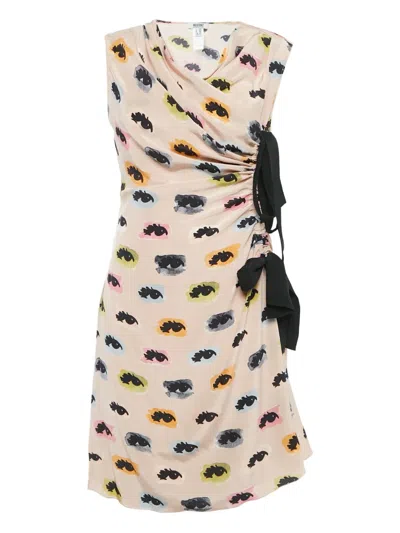 Pre-owned Moschino Ruched Eye-print Dress