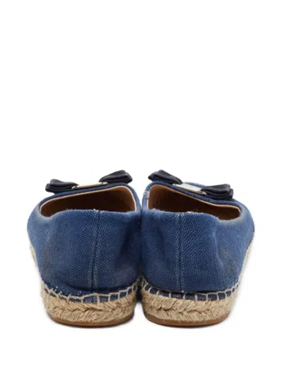 Pre-owned Ferragamo Bow-detail Denim Espadrilles In Blue