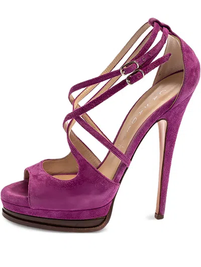 Pre-owned Casadei Vintage  140mm Strappy Suede Sandals