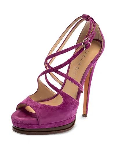 Pre-owned Casadei Vintage  140mm Strappy Suede Sandals