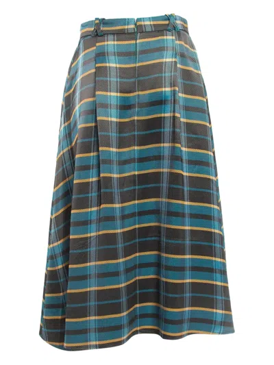 Pre-owned Elisabetta Franchi Check-patterned Pleated Skirt