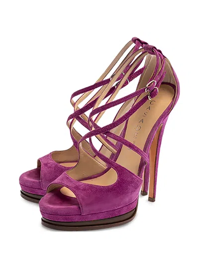 Pre-owned Casadei Vintage  140mm Strappy Suede Sandals