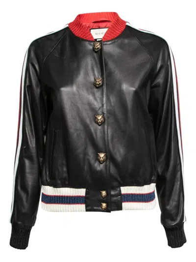 Pre-owned Gucci Leather Bomber Jacket
