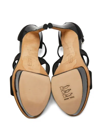 Pre-owned Gina  120mm Satin Sandals In Black