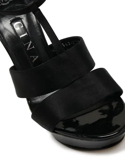 Pre-owned Gina  120mm Satin Sandals In Black