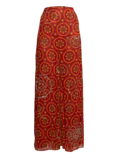 Pre-owned Gianfranco Ferre Beaded Printed Maxi Skirts