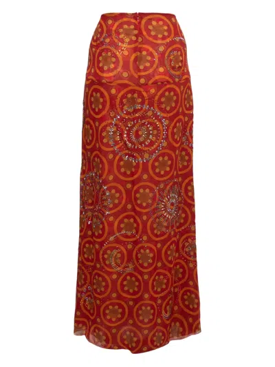Pre-owned Gianfranco Ferre Beaded Printed Maxi Skirts