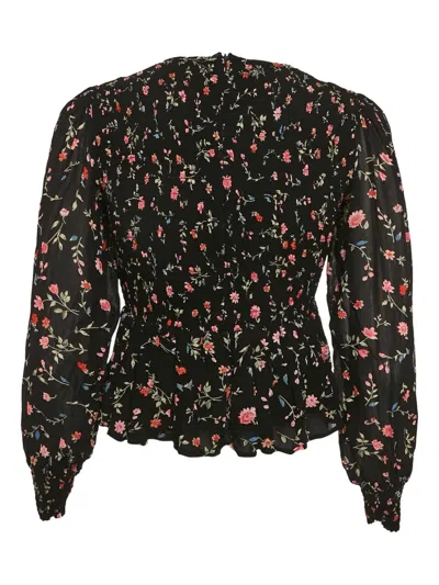 Pre-owned Ganni Floral Print Smocked Blouse