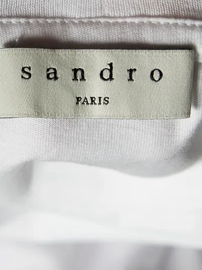 Pre-owned Sandro  Letter-embroidered T-shirt In White