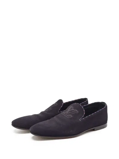 Pre-owned Louis Vuitton Suede Loafers In Blue