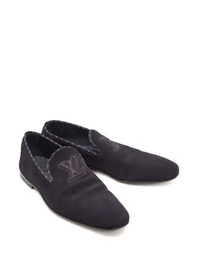 Pre-owned Louis Vuitton Suede Loafers In Blue