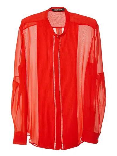 Pre-owned Roberto Cavalli Vintage Pintuck-detail Sheer Shirt