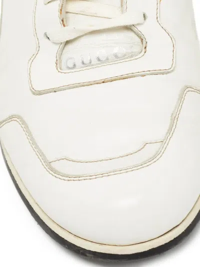 Pre-owned Gucci Web-stripe Sneakers In White