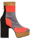 Pierre Hardy Woman Ziggy Patchwork Stretch-suede Platform Ankle Boots Gray In Multicolour