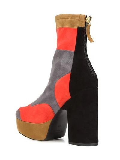 Pierre Hardy Woman Ziggy Patchwork Stretch-suede Platform Ankle Boots Gray In Multicolour