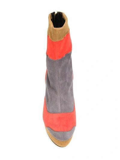 Pierre Hardy Woman Ziggy Patchwork Stretch-suede Platform Ankle Boots Gray In Multicolour