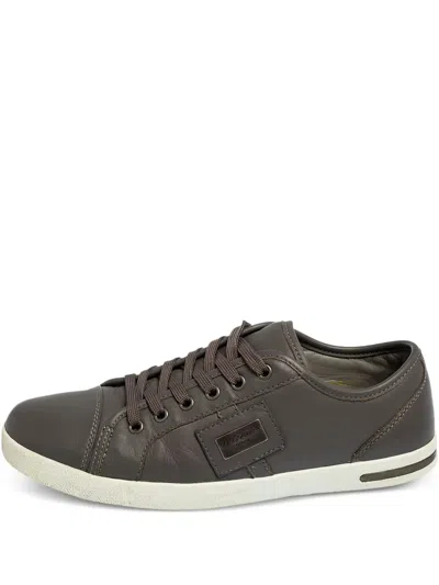 Pre-owned Dolce & Gabbana Leather Low-top Sneakers In Gray