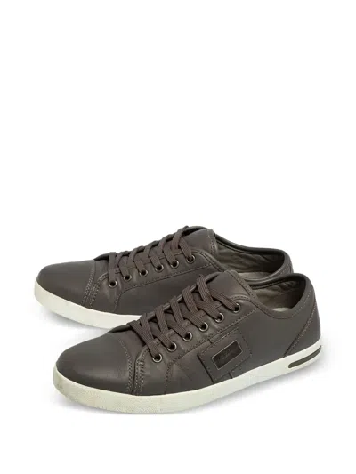 Pre-owned Dolce & Gabbana Leather Low-top Sneakers In Gray