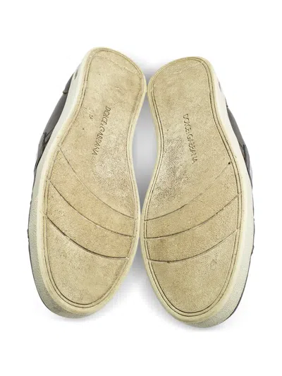 Pre-owned Dolce & Gabbana Leather Low-top Sneakers In Gray