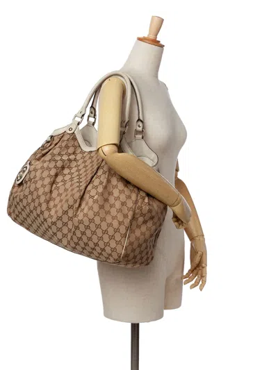 Pre-owned Gucci 2000-2015 Large Gg Canvas Sukey Tote Bag In Brown