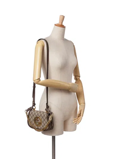Pre-owned Gucci 2016-2024 Mini Gg Supreme Blondie Satchel In Brown