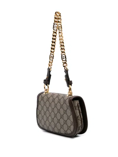 Pre-owned Gucci 2016-2024 Mini Gg Supreme Blondie Satchel In Brown