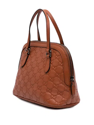 Pre-owned Gucci 2016-2024 Mini Ssima Dome Satchel In Brown