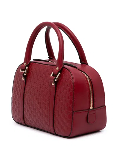 Pre-owned Gucci 2016-2025 Small Microssima Bree Satchel In Red