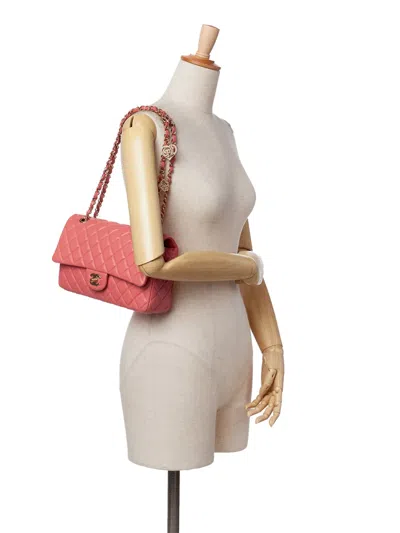 Pre-owned Chanel 2014 Medium Classic Lambskin Valentines Heart Charms Single Flap Shoulder Bag In Pink