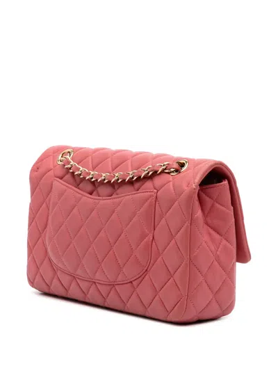 Pre-owned Chanel 2014 Medium Classic Lambskin Valentines Heart Charms Single Flap Shoulder Bag In Pink