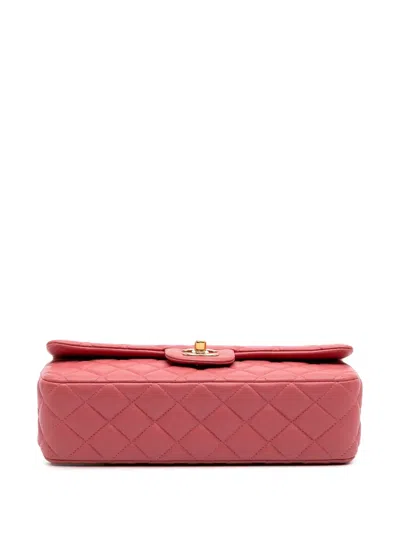 Pre-owned Chanel 2014 Medium Classic Lambskin Valentines Heart Charms Single Flap Shoulder Bag In Pink