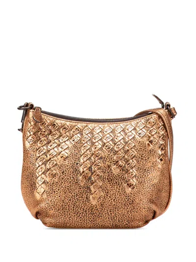 Pre-owned Bottega Veneta 2008 Intrecciato Trimmed Metallic Leather Crossbody Bag