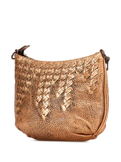 Pre-owned Bottega Veneta 2008 Intrecciato Trimmed Metallic Leather Crossbody Bag