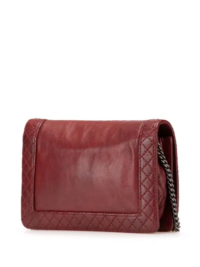 Pre-owned Chanel 2013-2014 Small Calfskin Boy Reverso Flap Crossbody Bag In Red