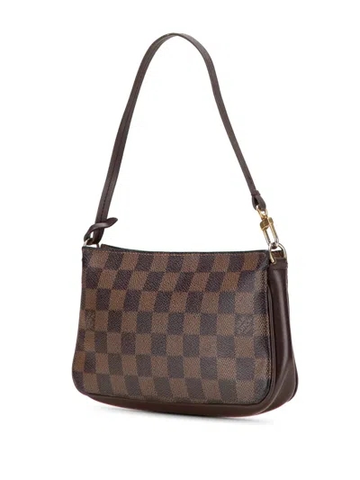 Pre-owned Louis Vuitton 2002 Damier Ebene Navona Shoulder Bag In Brown
