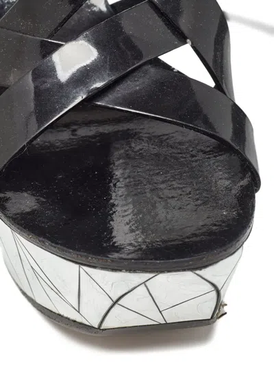 Pre-owned Casadei Vintage  Patent-leather Wedge Sandals In Black