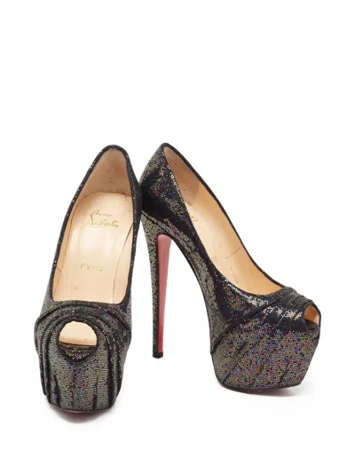 Pre-owned Christian Louboutin 155mm Drapesse Spotlight Platform Pumps In Black