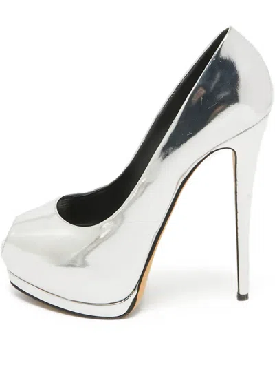 Pre-owned Giuseppe Zanotti Vintage  165mm Sharon Peep-toe Pumps In Gray