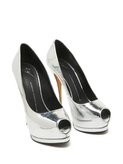 Pre-owned Giuseppe Zanotti Vintage  165mm Sharon Peep-toe Pumps In Gray