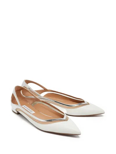 Pre-owned Aquazzura  Cinemax Pointed-toe Metallic Ballet Flats