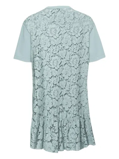 Pre-owned Valentino Lace-detailing Mini Dress In Blue