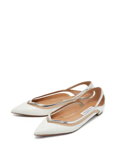 Pre-owned Aquazzura  Cinemax Pointed-toe Metallic Ballet Flats