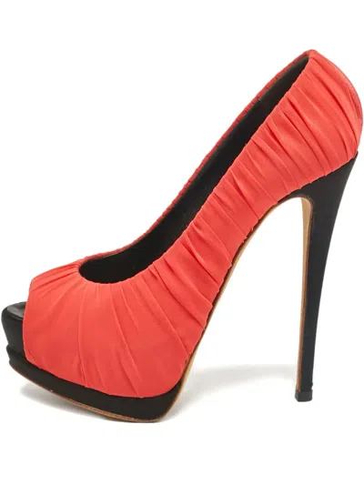Pre-owned Giuseppe Zanotti Vintage  140mm Draped Peep-toe Pumps In Red