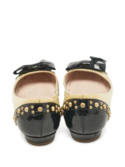 Pre-owned Miu Miu Bow-detail Ballet Flats In Yellow
