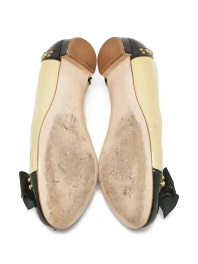 Pre-owned Miu Miu Bow-detail Ballet Flats In Yellow