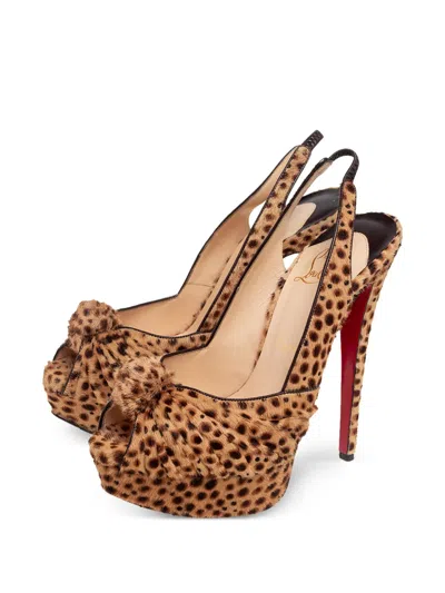 Pre-owned Christian Louboutin 145mm Jenny Leopard-print Pumps In Brown