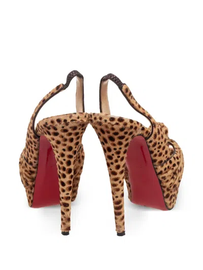 Pre-owned Christian Louboutin 145mm Jenny Leopard-print Pumps In Brown