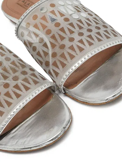 Pre-owned Alaïa Mesh Sandals In Silver