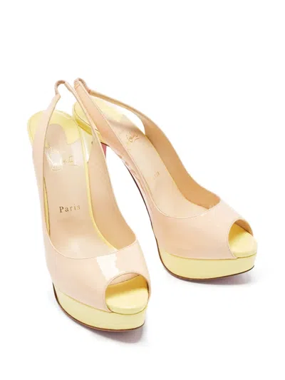 Pre-owned Christian Louboutin 160mm Lady Peep Sandals In Neutral